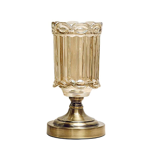 25cm Transparent Glass Flower Vase With Metal Base Filler