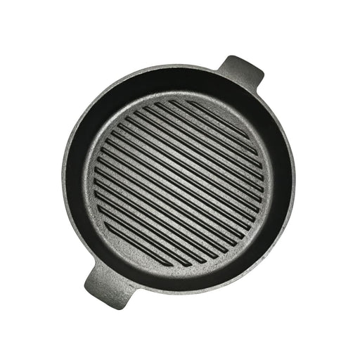 26cm Round Ribbed Cast Iron Frying Pan Skillet Steak Sizzle