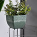 27cm Green Grey Square Resin Plant Flower Pot In Cement