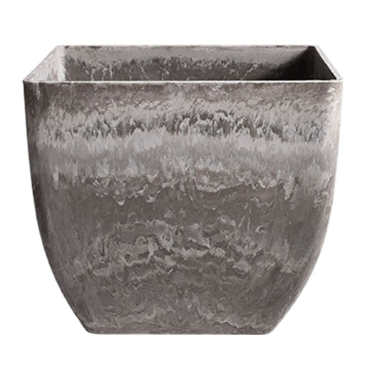 27cm Rock Grey Square Resin Plant Flower Pot In Cement