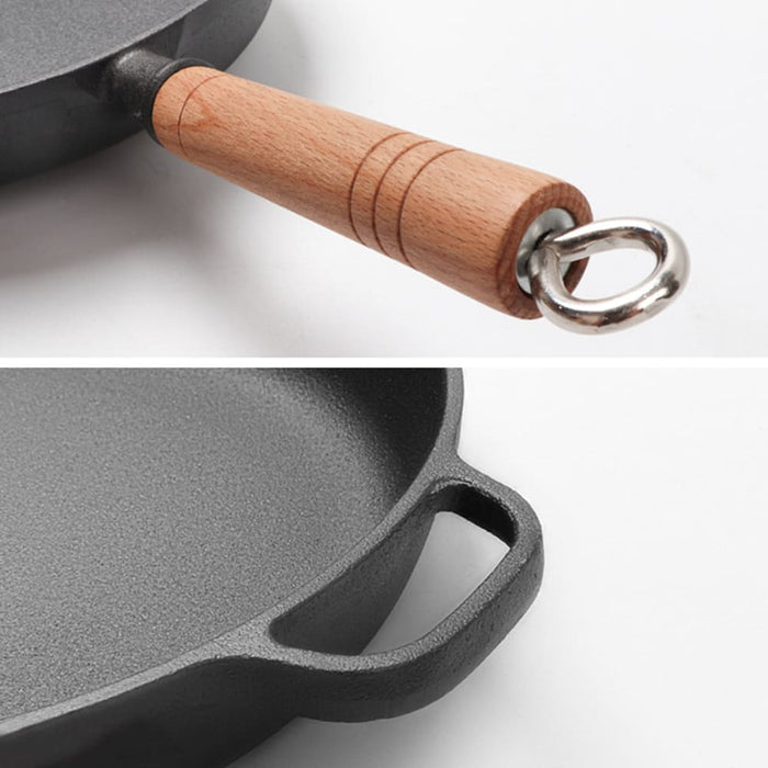 27cm Round Cast Iron Frying Pan Skillet Steak Sizzle Platter