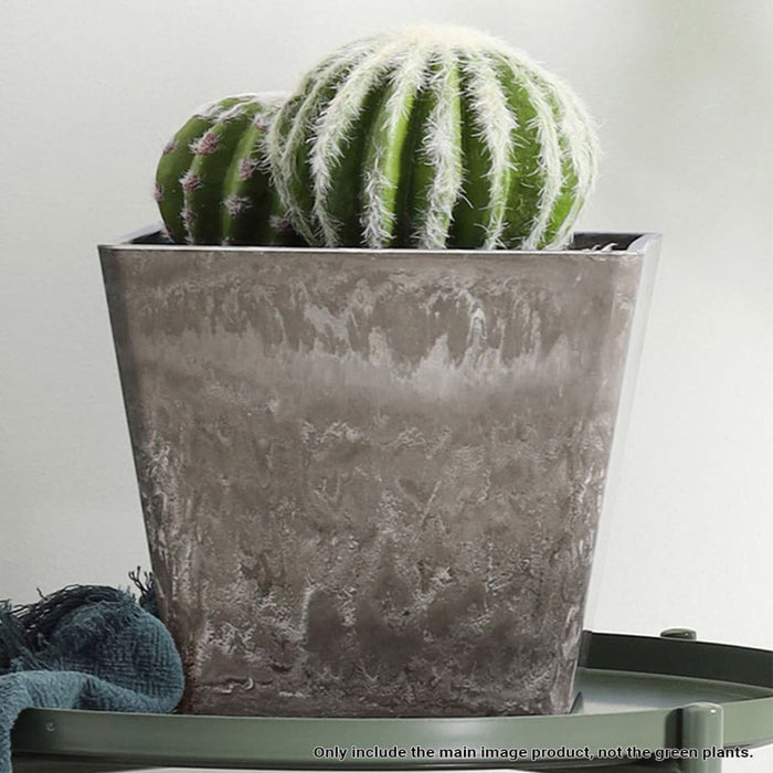 27cm Sand Grey Square Resin Plant Flower Pot In Cement