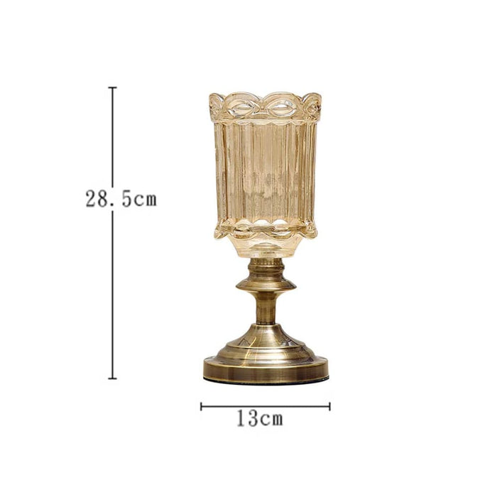 28.5cm Transparent Glass Flower Vase With Metal Base Filler