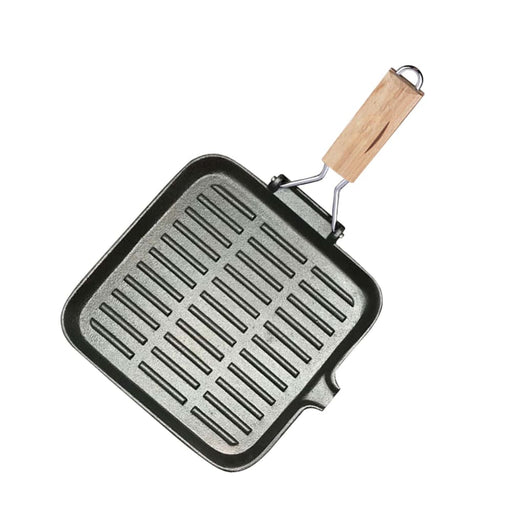 28cm Ribbed Cast Iron Square Steak Frying Grill Skillet Pan