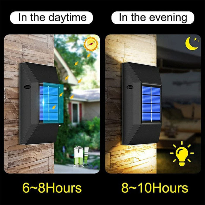 Vibe Geeks 2pcs Led Outdoor Garden Solar Powered Wall Lamps