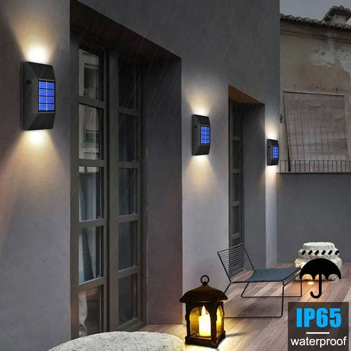 Vibe Geeks 2pcs Led Outdoor Garden Solar Powered Wall Lamps