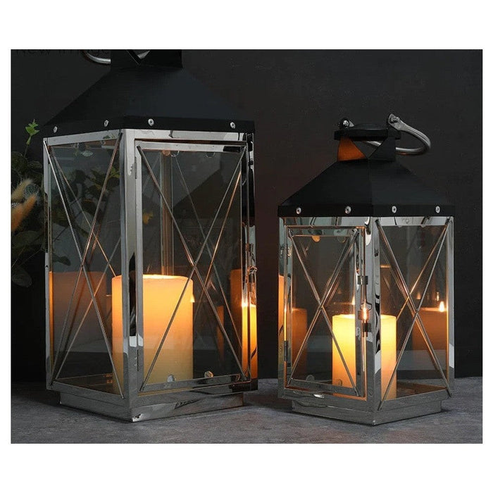 2pcs Stainless Steel Retro Hanging Candle Lanterns