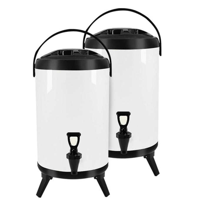 2x 10l Stainless Steel Insulated Milk Tea Barrel Hot