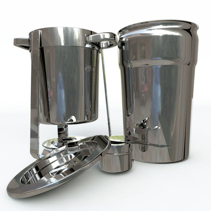 2x 11l Round Stainless Steel Soup Warmer Marmite Chafer Full