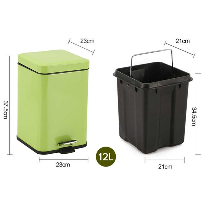 2x 12l Foot Pedal Stainless Steel Rubbish Recycling Garbage