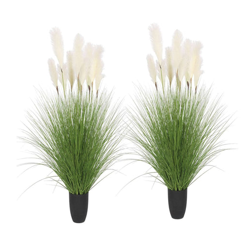 2x 137cm Green Artificial Indoor Potted Bulrush Grass Tree