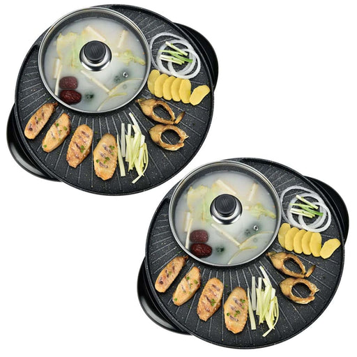 2x 2 In 1 Electric Stone Coated Teppanyaki Grill Plate