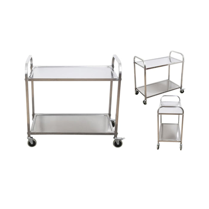 2x 2 Tier 95x50x95cm Stainless Steel Kitchen Dining Food