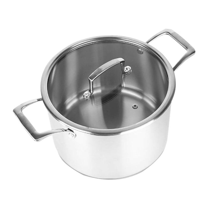 2x 20cm Stainless Steel Soup Pot Stock Cooking Stockpot