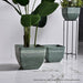 2x 27cm Green Grey Square Resin Plant Flower Pot In Cement