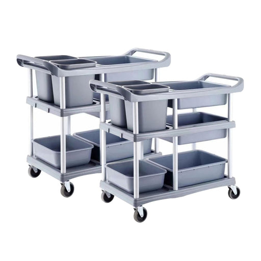 2x 3-tier Commercial Soiled Food Trolley Dirty Plate Cart