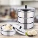 2x 3 Tier Stainless Steel Steamers With Lid Work Inside