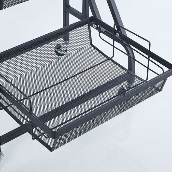 2x 3 Tier Steel Black Adjustable Kitchen Cart