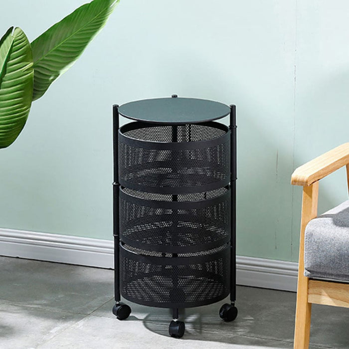 2x 3 Tier Steel Round Rotating Kitchen Cart Multi-functional