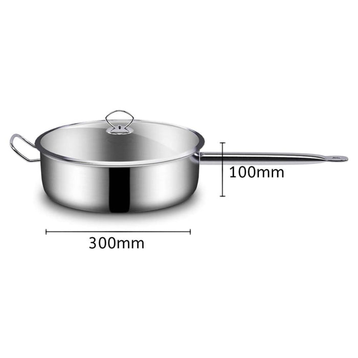 2x 30cm Stainless Steel Saucepan Sauce Pan With Glass Lid