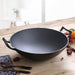 2x 32cm Commercial Cast Iron Wok Frypan Fry Pan With Double