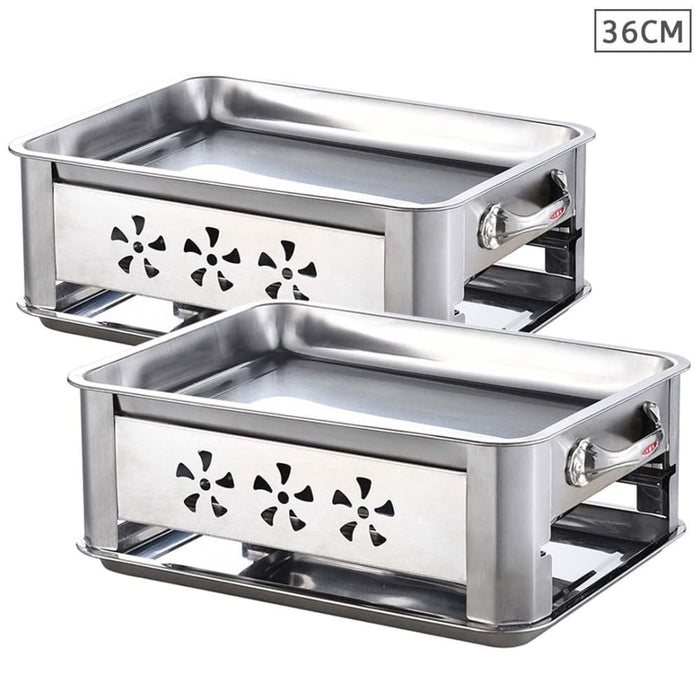 2x 36cm Portable Stainless Steel Outdoor Chafing Dish Bbq