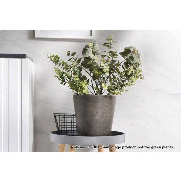 2x 37cm Rock Grey Round Resin Tapered Plant Flower Pot In