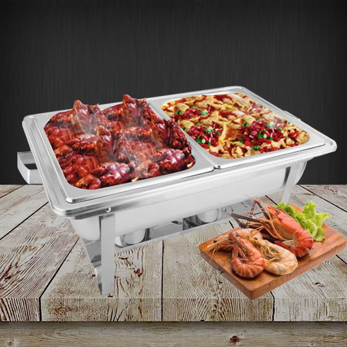 2x 4.5l Dual Tray Stainless Steel Chafing Food Warmer