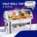 2x 4.5l Dual Tray Stainless Steel Roll Top Chafing Dish Food