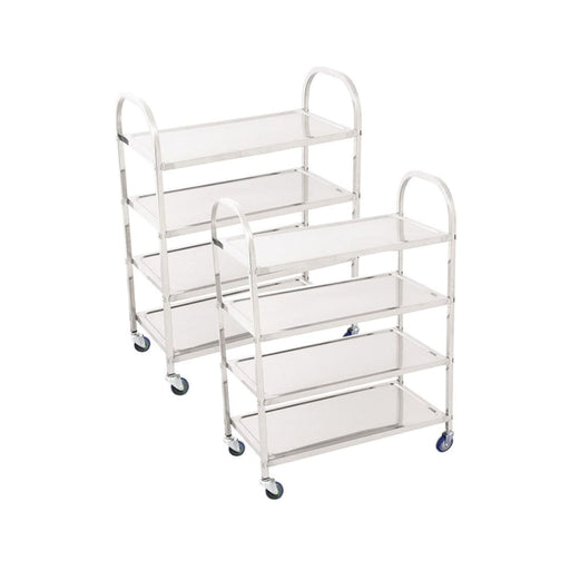 2x 4 Tier Stainless Steel Kitchen Dinning Food Cart Trolley