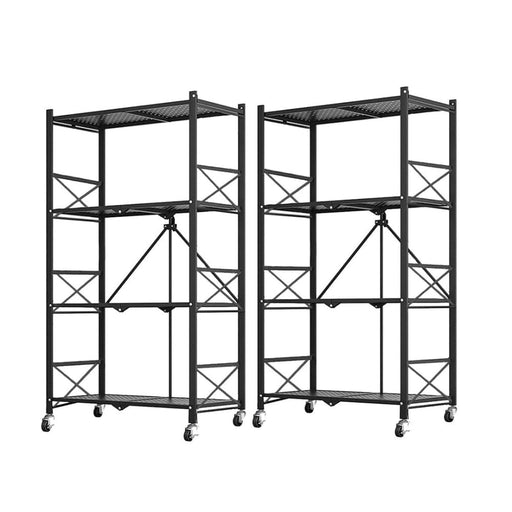 2x 4 Tier Steel Black Foldable Display Stand