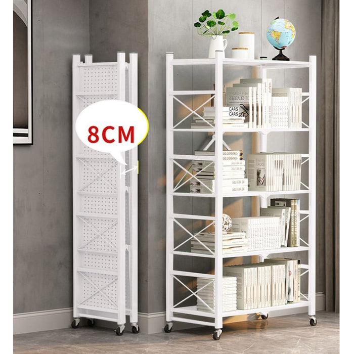 2x 4 Tier Steel White Foldable Display Stand