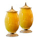 2x 40cm Ceramic Oval Flower Vase With Gold Metal Base Yellow