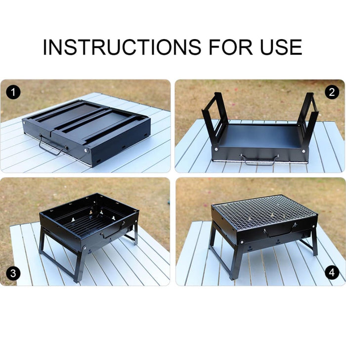 2x 43cm Portable Folding Thick Box-type Charcoal Grill For