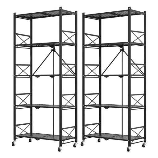 2x 5 Tier Steel Black Foldable Display Stand
