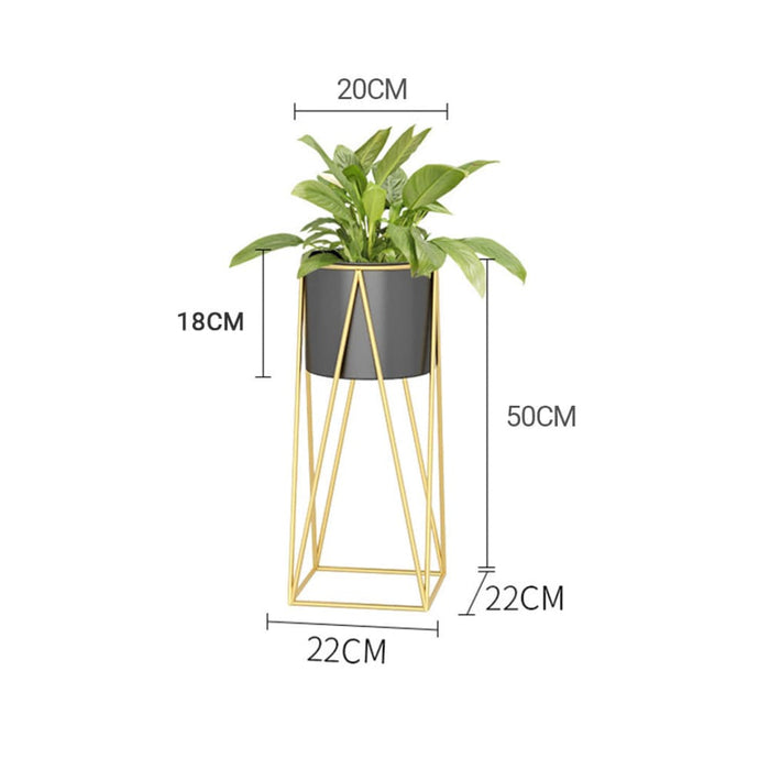 2x 50cm Gold Metal Plant Stand With Black Flower Pot Holder