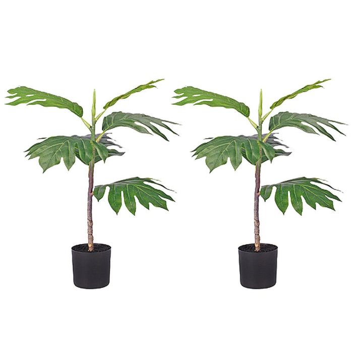 2x 60cm Artificial Natural Green Split-leaf Philodendron