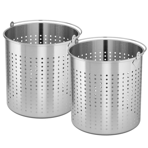 2x 71l 18 10 Stainless Steel Perforated Stockpot Basket