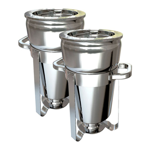 2x 7l Round Stainless Steel Soup Warmer Marmite Chafer Full