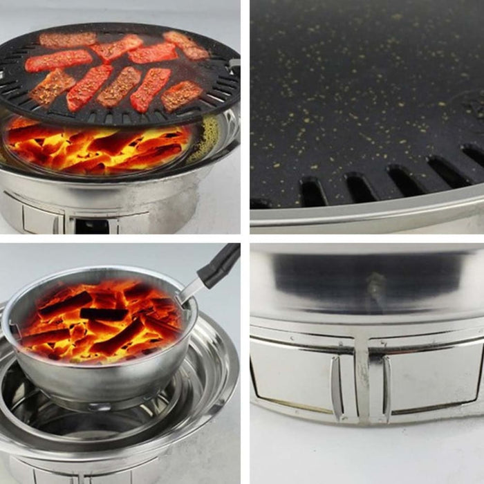 2x Bbq Grill Stainless Steel Portable Smokeless Charcoal