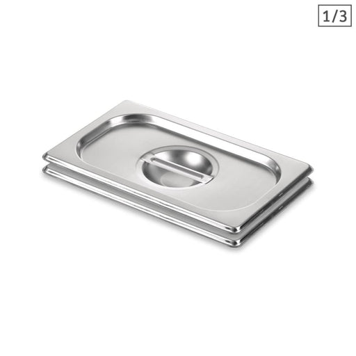 2x Gastronorm Gn Pan Lid Full Size 1 3 Stainless Steel Tray
