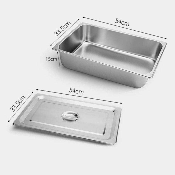 2x Gastronorm Gn Pan Full Size 1 15cm Deep Stainless Steel