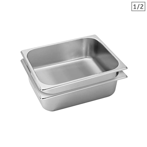 2x Gastronorm Gn Pan Full Size 1 2 10cm Deep Stainless Steel