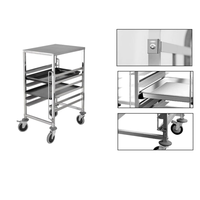 2x Gastronorm Trolley 7 Tier Stainless Steel Bakery Suits Gn
