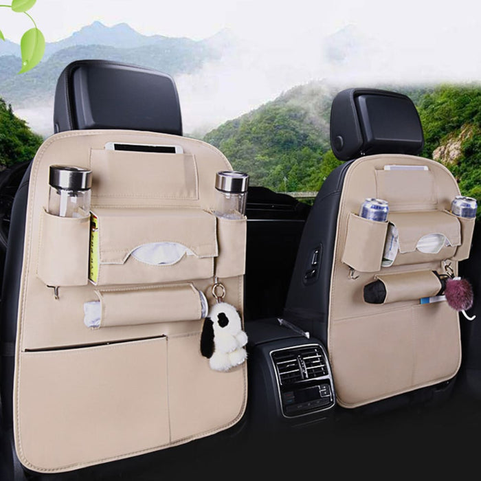 2x Leather Car Back Seat Storage Bag Multi-pocket Organizer