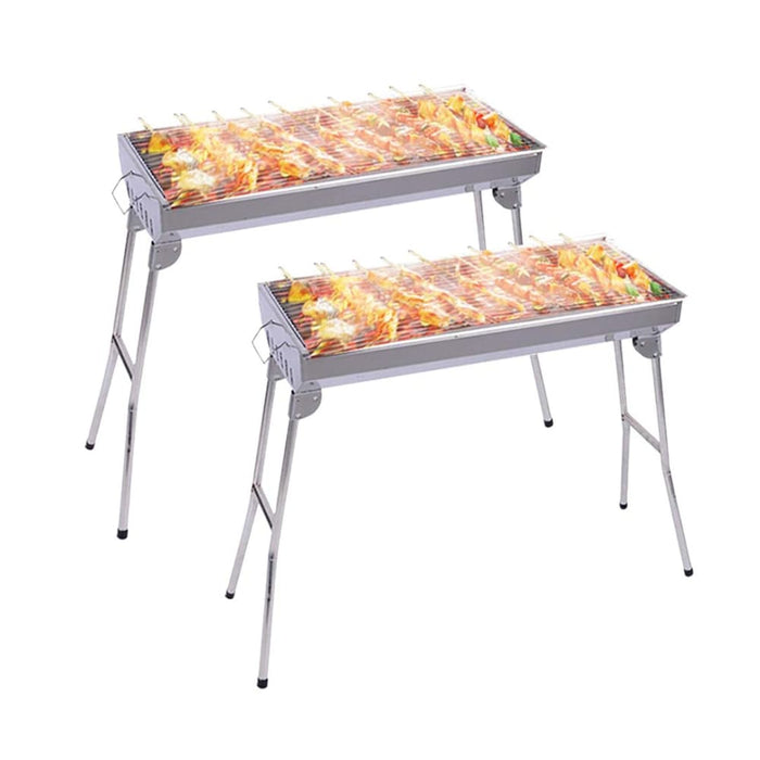 2x Skewers Grill Portable Stainless Steel Charcoal Bbq