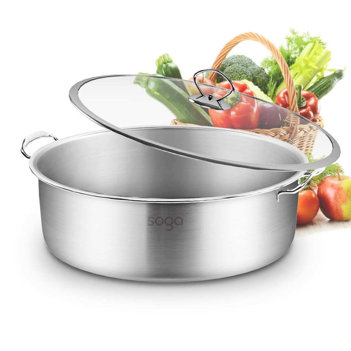 2x Stainless Steel 28cm Casserole with Lid Induction 