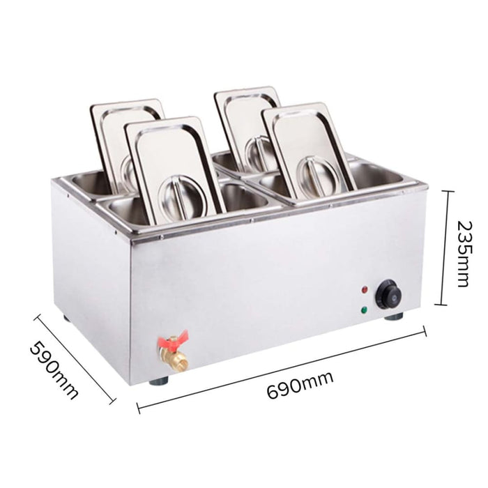 2x Stainless Steel 4 x 1 2 Gn Pan Electric Bain-marie Food