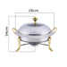 2x Stainless Steel Gold Accents Round Buffet Chafing Dish