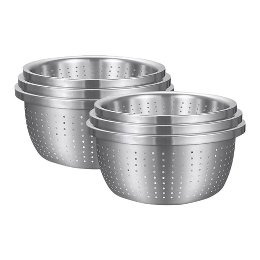 2x Stainless Steel Nesting Basin Colander Perforated Kitchen